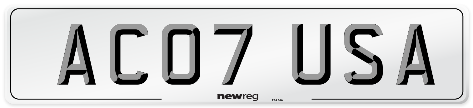 AC07 USA Number Plate from New Reg